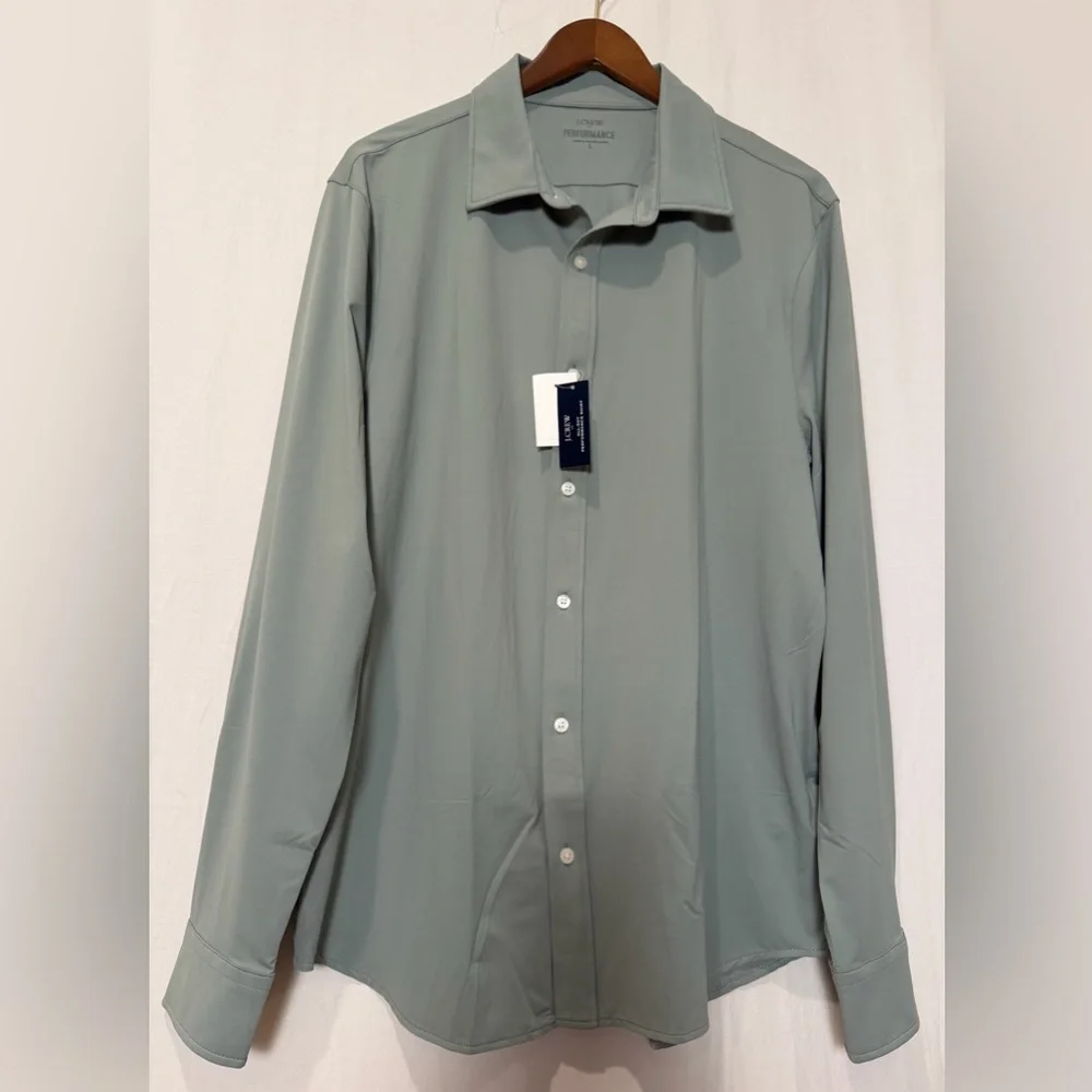 NWT J. Crew Factory Men's All Day Performance Button Down Shirt - Light Olive- L